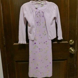 Lilac floral dress with sweater